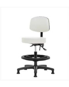 Neta ECOM Vinyl Medium Bench Height Stool With Back - Nylon Base