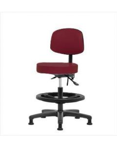 Neta ECOM Vinyl Medium Bench Height Stool With Back - Nylon Base