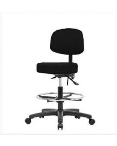 Neta ECOM Vinyl Medium Bench Height Stool With Back - Nylon Base