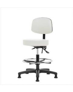 Neta ECOM Vinyl Medium Bench Height Stool With Back - Nylon Base