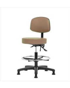 Neta ECOM Vinyl Medium Bench Height Stool With Back - Nylon Base