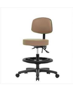 Neta ECOM Vinyl Medium Bench Height Stool With Back - Nylon Base