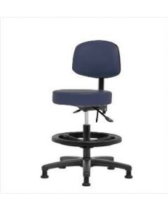 Neta ECOM Vinyl Medium Bench Height Stool With Back - Nylon Base