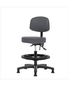 Neta ECOM Vinyl Medium Bench Height Stool With Back - Nylon Base