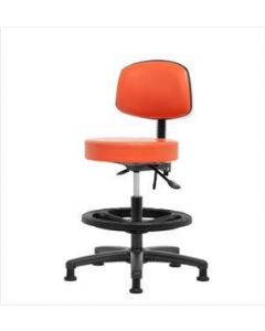 Neta ECOM Vinyl Medium Bench Height Stool With Back - Nylon Base