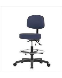 Neta ECOM Vinyl Medium Bench Height Stool With Back - Nylon Base