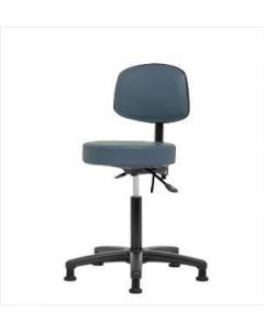Neta ECOM Vinyl Medium Bench Height Stool With Back - Nylon Base