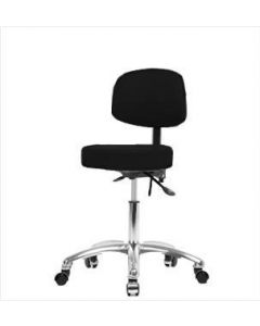 Neta ECOM Vinyl Desk Height Stool With Back - Chrome Base Chrome