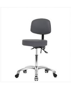 Neta ECOM Vinyl Desk Height Stool With Back - Chrome Base Chrome