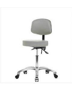 Neta ECOM Vinyl Desk Height Stool With Back - Chrome Base Tilt