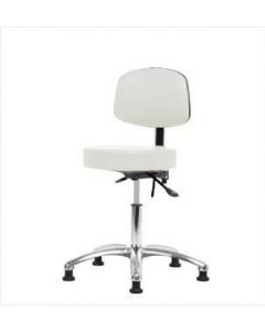 Neta ECOM Vinyl Desk Height Stool With Back - Chrome Base Tilt