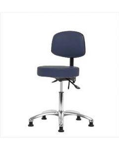 Neta ECOM Vinyl Desk Height Stool With Back - Chrome Base Tilt