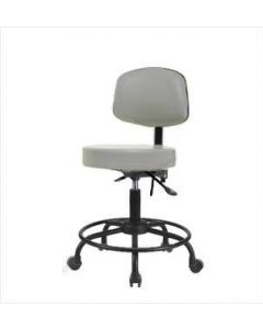 Neta ECOM Vinyl Desk Height Stool With Back - Round Tube Base