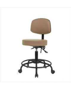 Neta ECOM Vinyl Desk Height Stool With Back - Round Tube Base