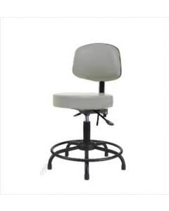 Neta ECOM Vinyl Desk Height Stool With Back - Round Tube Base