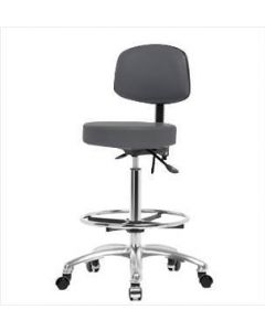 Neta ECOM Vinyl High Bench Height Stool With Back - Chrome Base