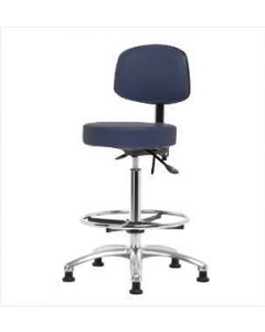 Neta ECOM Vinyl High Bench Height Stool With Back - Chrome Base