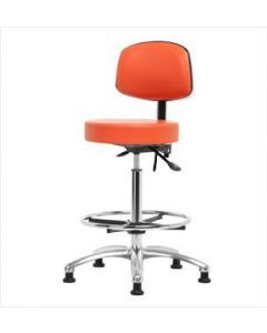 Neta ECOM Vinyl High Bench Height Stool With Back - Chrome Base
