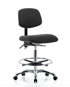 Neta ECOM Esd Fabric High Bench Height Chair - Chrome Base Chrome