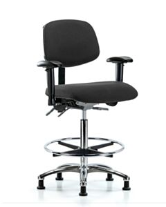 Neta ECOM Esd Fabric High Bench Height Chair - Chrome Base Arms