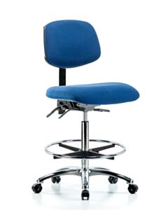 Neta ECOM Esd Fabric High Bench Height Chair - Chrome Base Tilt