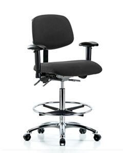 Neta ECOM Esd Fabric High Bench Height Chair - Chrome Base Tilt