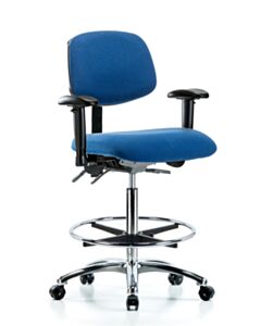Neta ECOM Esd Fabric High Bench Height Chair - Chrome Base Tilt