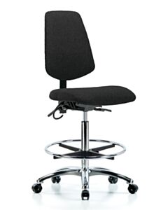 Neta ECOM Esd Fabric High Bench Height Chair - Medium Back Chrome