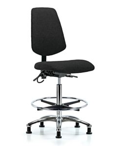 Neta ECOM Esd Fabric High Bench Height Chair - Medium Back Chrome