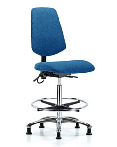 Neta ECOM Esd Fabric High Bench Height Chair - Medium Back Chrome