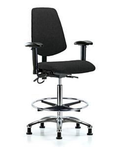 Neta ECOM Esd Fabric High Bench Height Chair - Medium Back Chrome