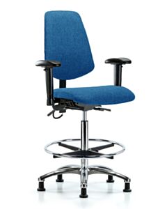 Neta ECOM Esd Fabric High Bench Height Chair - Medium Back Chrome