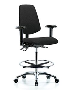 Neta ECOM Esd Fabric High Bench Height Chair - Medium Back Chrome