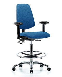 Neta ECOM Esd Fabric High Bench Height Chair - Medium Back Chrome