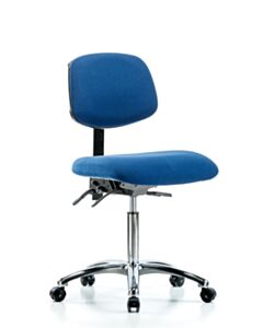 Neta ECOM Esd Fabric Medium Bench Height Chair - Chrome Base ESD