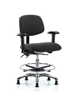 Neta ECOM Esd Fabric Medium Bench Height Chair - Chrome Base Arms