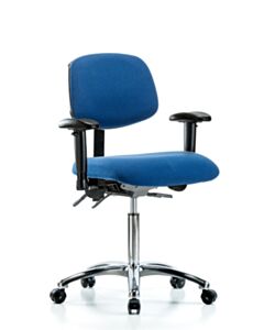 Neta ECOM Esd Fabric Medium Bench Height Chair - Chrome Base Arms