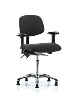 Neta ECOM Esd Fabric Medium Bench Height Chair - Chrome Base Arms
