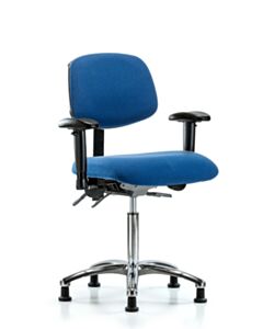 Neta ECOM Esd Fabric Medium Bench Height Chair - Chrome Base Arms