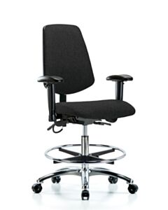 Neta ECOM Esd Fabric Medium Bench Height Chair - Medium Back Chrome