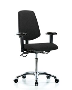 Neta ECOM Esd Fabric Medium Bench Height Chair - Medium Back Chrome