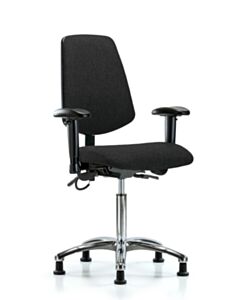 Neta ECOM Esd Fabric Medium Bench Height Chair - Medium Back Chrome