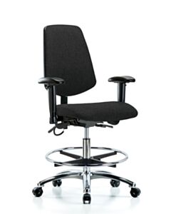Neta ECOM Esd Fabric Medium Bench Height Chair - Medium Back Chrome