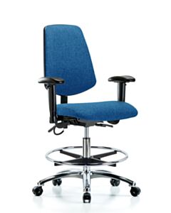 Neta ECOM Esd Fabric Medium Bench Height Chair - Medium Back Chrome