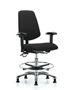 Neta ECOM Esd Fabric Medium Bench Height Chair - Medium Back Chrome