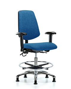 Neta ECOM Esd Fabric Medium Bench Height Chair - Medium Back Chrome
