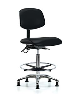 Neta ECOM Esd Vinyl High Bench Height Chair - Chrome Base Chrome