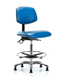 Neta ECOM Esd Vinyl High Bench Height Chair - Chrome Base Chrome