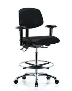 Neta ECOM Esd Vinyl High Bench Height Chair - Chrome Base Arms