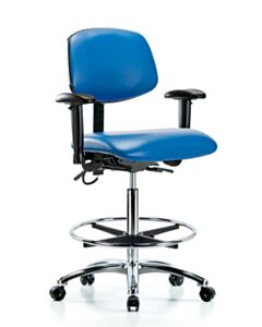 Neta ECOM Esd Vinyl High Bench Height Chair - Chrome Base Tilt